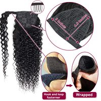 Extension de Queue de Cheval en Cheveux Humains Bouclés 1B Remy, Accessoire pour Femme