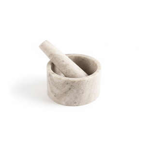 Juego de Mortero y Pilón de Mármol Gris Natural Sigma Exports, Manual, Resistente, para Especias, Hierbas y Ajo - Product Image 1