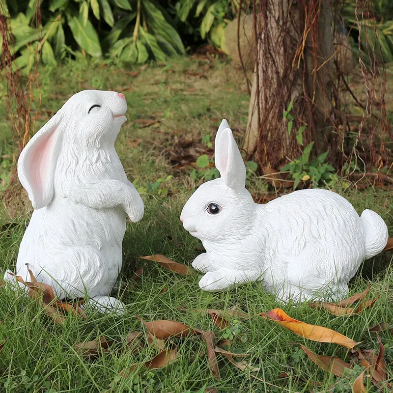Sitting Rabbit Sculpture Outdoor Garden Statue Polyresin Patio Yard Outdoor Lawn Decor Cute Arts Figurine Garden Rabbit Decor