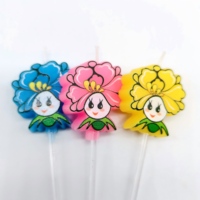 Bougies d'anniversaire en gros motif Fée des fleurs de dessin animé avec tiges transparentes, lot de 5 bougies décoratives mignonnes pour gâteaux d'enfants pour célébrations
