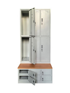 Steel <strong>Wardrobe</strong> Locker Cabinet Metal Door <strong>Storage</strong> <strong>Unit</strong> With Bench Modern Clothes Organizer for Office School - Product Image 4