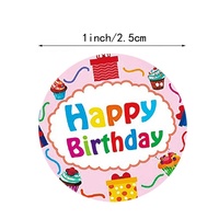 Autocollants joyeux anniversaire pour enfants, étiquette de décoration, dessin animé, mignon, fête d'anniversaire, en stock, 500 pièces, livraison gratuite