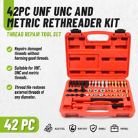 Kit de réparation de filetages métriques UNC UNF 42 pièces avec 19 tarauds, 21 filières et 2 limes à filetage