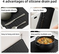 Tapis de séchage de vaisselle en silicone extra large, résistant à la chaleur, pour comptoir de cuisine, avec drain, plateau de drainage rectangulaire pour vaisselle