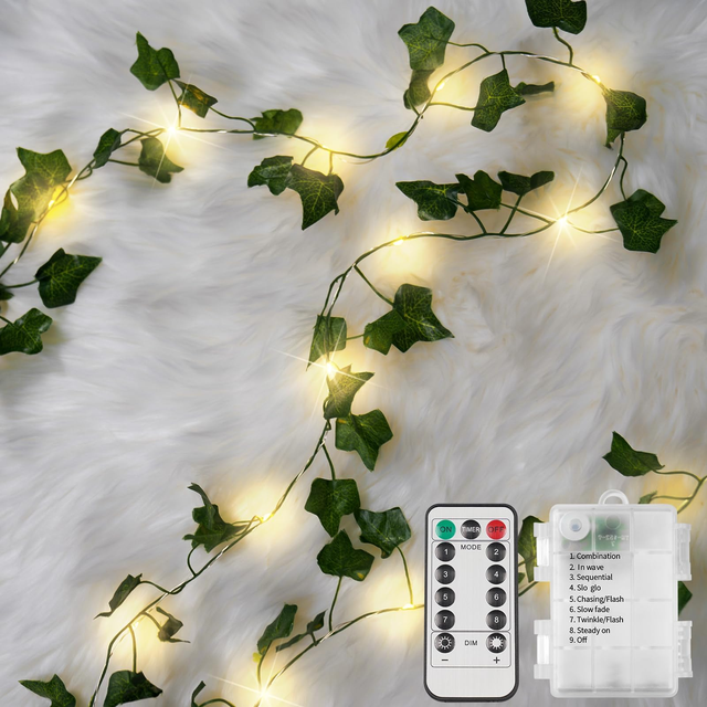 Wholesale Price Supports Customization Vine with Fairy Lights Battery Operated String Lights with RemoteLeaf Lights for Bedroom