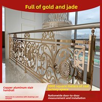 Hochwertige Gold-Jade-Hotel-Clubhaus Kupfer-Aluminium-Treppengeländer, Innen-Aluminiumlegierung Geschnitzte Geländer, Erschwinglicher Luxus