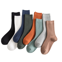 Chaussettes unisexes en coton de couleur unie, respirantes, tricotées, longues, pour femmes - Blanc, Noir, Vente en gros de chaussettes pour femmes