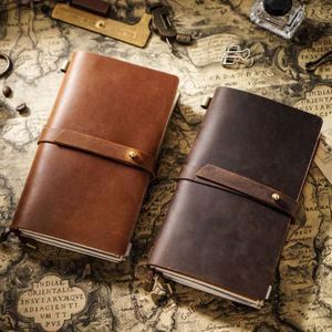 Refillable Handmade Genuine Leather Unlined Notebook Pocket Size Blank <b>Journal</b> Mini Portable Travellers <b>Journal</b> Notebook - Product Image 3