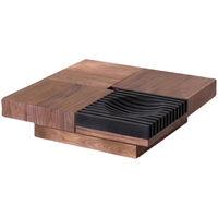 Table à thé en noyer noir de style chinois avec une sensation luxueuse et haut de gamme, des tiroirs pour le rangement et une table à thé en bois massif