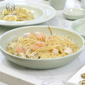 Assiettes creuses en céramique verte élégantes, <span class=keywords><strong>vaisselle</strong></span> polyvalente pour servir des pâtes au restaurant, des repas gastronomiques <span class=keywords><strong>à</strong></span> la maison, des événements de traiteur - Product Image 4