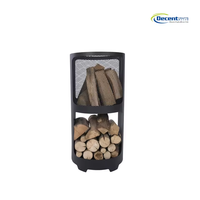 Support à bûches cylindrique avec grille diamantée en haut et en bas, pour rangement extérieur, foyer de patio en fer
