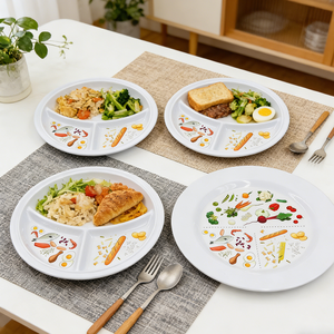 Assiette divisée en mélamine de qualité alimentaire de 8,5 pouces pour une alimentation équilibrée, assiette pour <span class=keywords><strong>la</strong></span> gestion nutritionnelle des enfants - Product Image 1