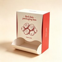 Boîte d'emballage personnalisée biodégradable pour dattes rouges, noix, pistaches, fruits secs, boîte cadeau en papier pour aliments