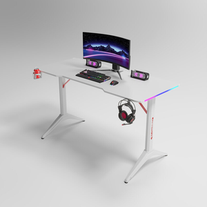 Bureau de jeu blanc bon marché en gros bureau d'ordinateur RVB table de jeu Led e-sports bureau d'ordinateur de jeu avec porte-gobelet - Product Image 1
