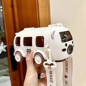 Neue Trendige Strohhalm-Trinkflasche für Outdoor-Aktivitäten, Niedliche Kinder-Cartoon-Bus-Auto-Plastikwasserflasche mit Strohhalm - Product Image 6