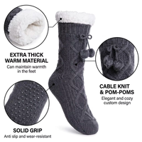 Chaussettes d'hiver épaisses en coton avec logo personnalisé, respirantes, en tricot torsadé, doublées sherpa, avec logo sur le bord, chaudes, vente en gros