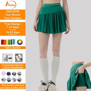 Aoyema Tennis Wear Custom Lightweight Pleated Skirt with Pocket Stretchy Golf Running Breathable Gym Tennis Sportswear