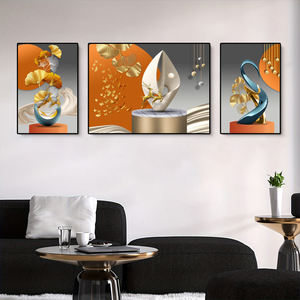 Decorazione per <span class=keywords><strong>Soggiorno</strong></span>, Poster di Lusso su Tela Dorata, Cornice Artistica Moderna, Arte Astratta in Cristallo e Porcellana, Quadro da <span class=keywords><strong>Parete</strong></span> - Product Image 2