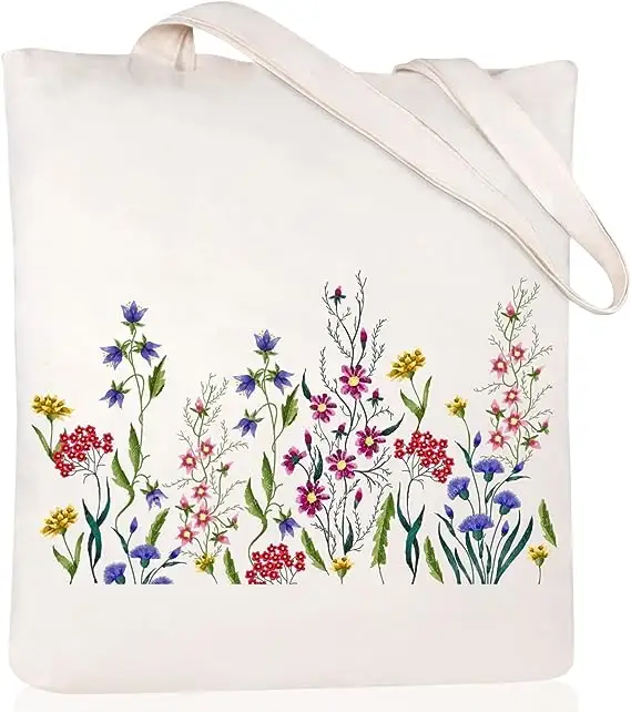 luxury heavy duty woman handbag cotton canvas eco-friendly waterproof Durable reusable grocery shopping shoulder tote bag