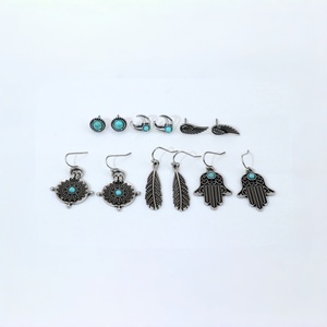 Juego de pendientes turquesa estilo bohemio vintage - Product Image 1