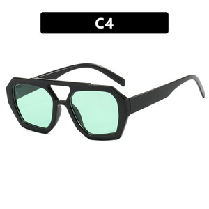 Occhiali da Sole Unisex di Ultima Tendenza, Lenti a Specchio Quadrate di Alta Classe, Protezione UV, Montatura <span class=keywords><strong>in</strong></span> PC a Doppia Barra, Cerniera <span class=keywords><strong>in</strong></span> Metallo - Product Image 5