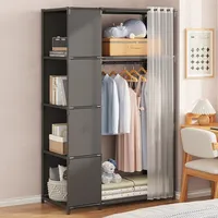 Armoire de rangement minimaliste simple/double rangée pour vêtements, anti-poussière, pour chambre à coucher et dortoir