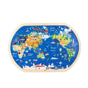 2021 Neuankömmling Wooden World Tour Map Puzzle Montessori Lernspiel zeug für Kinder