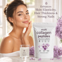 Poudre de peptides de collagène multi-types I, II, III, V, X, 10880 mg, biotine, acide hyaluronique, 453 g, complément sans saveur