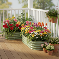 Kit de jardinière surélevée en métal galvanisé 4x2x1 pieds (2 unités) – Résistant aux intempéries et à la rouille, conception à fond ouvert, forme ovale, pour légumes et fleurs