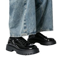 Chaussures Derby à plateforme pour hommes grande taille, nouvelle collection 2026, style britannique, noires, décontractées, en PU, à lacets, bout rond, formelles, transfrontalières