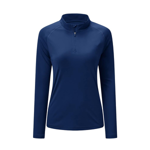 100% poliéster de secado rápido cuarto cremallera manga larga Camiseta mujer entrenamiento correr UPF 50 + protección solar pulóver camisas - Product Image 1