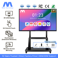Écran tactile tout-en-un MIDA pour réunions, tableau numérique d'enseignement, panneau plat interactif intelligent multi-touch 4K, prix d'usine