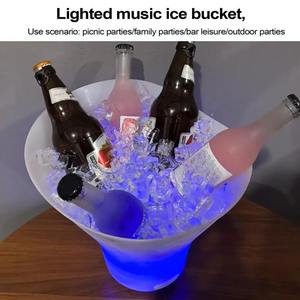 Seau à glace LED 7L, seau à glaçons lumineux, coloré et radiant, contenants à boissons étanches avec éclairage intégré sans fil - Product Image 4
