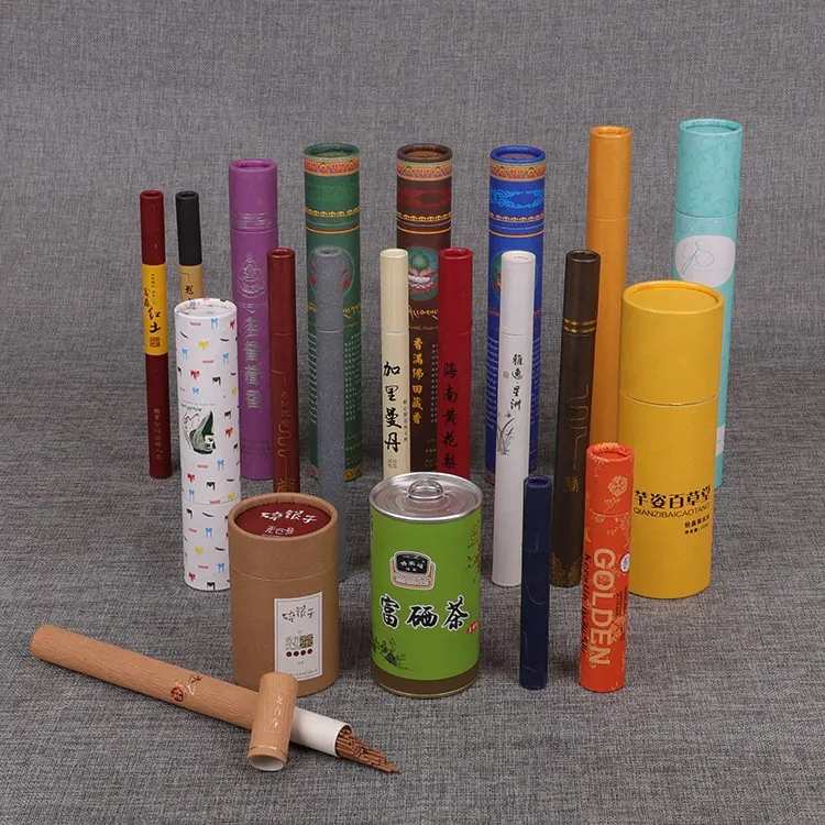 Factory Cheap Price Custom Printing Art Paper Long Round Paper Tube For Incense packaging cylinder box