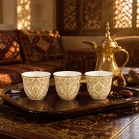 Ensemble de tasses à café en céramique de style arabe du Moyen-Orient, design de luxe personnalisé, or et blanc, porcelaine, tasse à kawa, tasses à qahwa