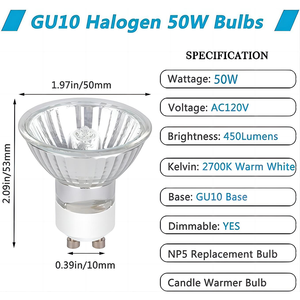 Tiết kiệm năng lượng 230V 25W 35W 50W GU10 Halogen đèn spotlight hương thơm nến ấm hơn đèn Showcase 35W 50W GU10 bóng đèn halogen - Product Image 2