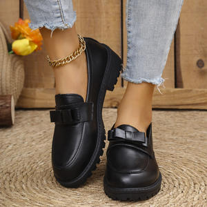 Zapatos de Plataforma de Cuero para Mujer, Talla Grande, Nuevos, Casuales, de Moda, Formales, de Vestir, Negros, de Cuero PU - Product Image 6