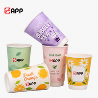 Gobelet à café en carton laminé personnalisé imprimé, jetable, avec couvercle, à paroi simple, pour boissons à emporter