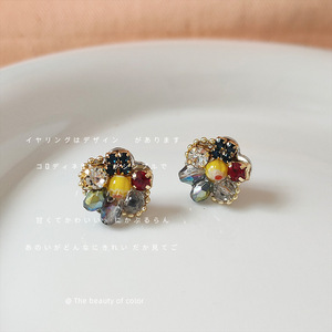 <span class=keywords><strong>Pendientes</strong></span> de Cristal chapados en 14K, <span class=keywords><strong>pendientes</strong></span> de cristal coloridos con forma de flor delicada, <span class=keywords><strong>pendientes</strong></span> de cristal de flor antialérgicos - Product Image 5