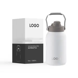 Custom Logo Lekvrij Roestvrij Staal 64 Oz Gymfles Vacuüm Tuimelaars Kamperen Groothandel Bulk Waterkan