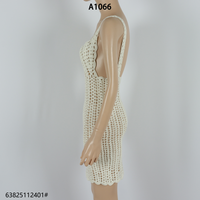 Robe de plage pour femmes, tenue d'été pour les vacances, robe courte en crochet ajourée à bretelles spaghetti