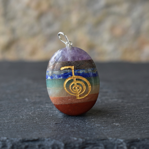 Pendentif ovale en alliage de zinc et agate, serti clos, plaqué or, thème bouddhiste, cadeau religieux, breloque de mode unisexe - Product Image 2