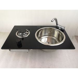 GR-B213 580*365*130mm Cuisinière à gaz en verre trempé et acier inoxydable avec évier Accessoires intérieurs pour camping-cars pour yachts et bateaux - Product Image 2