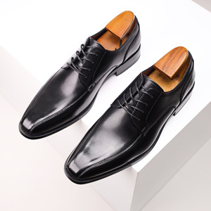 Zapatos Oxford de Vestir con Punta en Pico, de Cuero Marrón, con Cordones, Color Sólido, Parte Superior de Cuero Genuino, Suela de Goma, para Todas las Temporadas, Envío Directo - Product Image 3