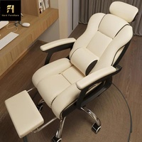 Mobilier de Bureau Blanc Élégant, Chaise de Bureau Pivotante Réglable à Dossier Haut en Cuir Noir de Luxe Moderne Avec Roulettes