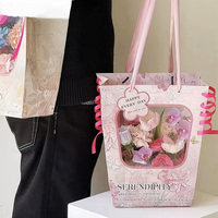 Sac à main double face TAN style peinture à l'huile française, sac fourre-tout pour bouquet, emballage cadeau pour fleurs fraîches, matériel floral DIY blanc