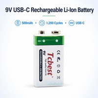 Batterie rechargeable au lithium-ion 9V USB Type-C 1000mAh pour l'électronique grand public