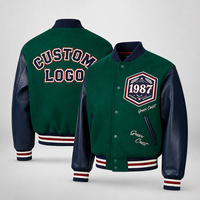 Veste universitaire personnalisée en coton denim délavé, broderie de lettres vieillies, veste de baseball vintage oversize pour homme