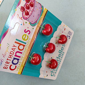 Vela de pastel de cumpleaños de simulación de fruta en forma de cereza, decoración de postre pequeño, cerezas pequeñas de <span class=keywords><strong>Nochevieja</strong></span> sin humo - Product Image 1