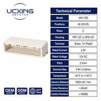 1376350 WX-110D Connecteur automobile 8-40 broches, angle droit 90 degrés, pas de 2,2 mm, 2,5 A, 12 V, PBT UL94 V-0, OEM ODM personnalisé